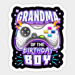 Grandma Of The Birthday Boy Matching Video Gamer Party Sticker